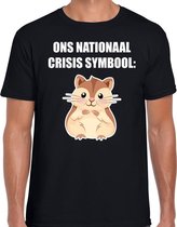 Ons nationaal crisis symbool hamster t-shirt zwart voor heren S