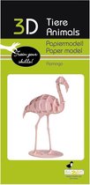 3D puzzel en bouwpakket flamingo van karton