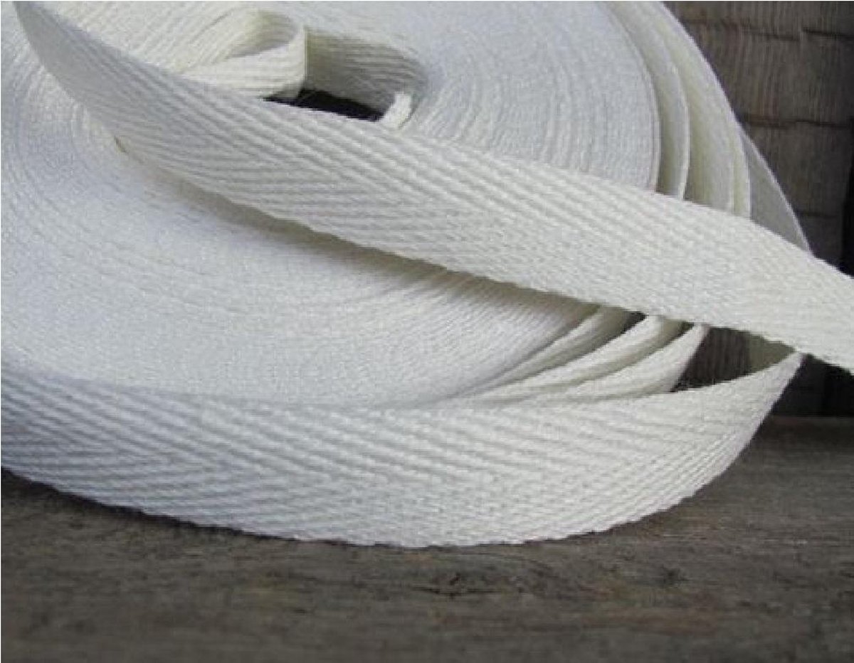 20 Meter VISGRAATLINT, Breedte 15mm, Kleur WIT