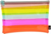 Etui Funtastic. Etui gemaakt van fel gekleurde neon stroken, met rits en kwastje. 21x14cm K-5820220037