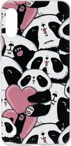 ADEL Siliconen Back Cover Softcase Hoesje Geschikt voor Samsung Galaxy A70(s) - Panda Hartjes