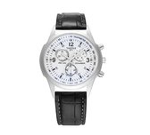 Curioshop Casual Horloge met zwarte leren polsband (witte wijzerplaat)