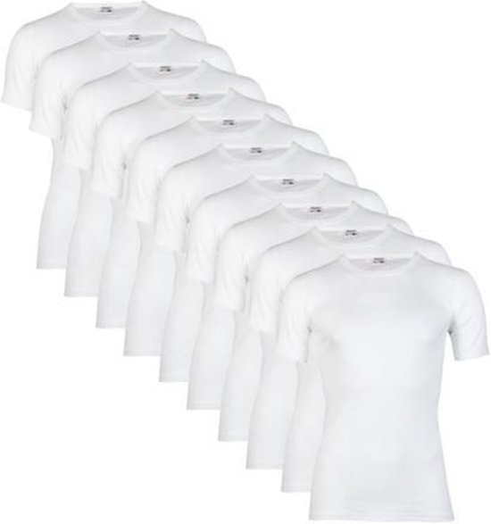 Beeren 10-Pack Extra lange heren T-shirts met V-hals M3000 Wit maat M