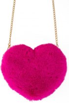 Tas pluche hart roze  - handtas tasje thema feest carnaval festival liefde valentijn love trouwen