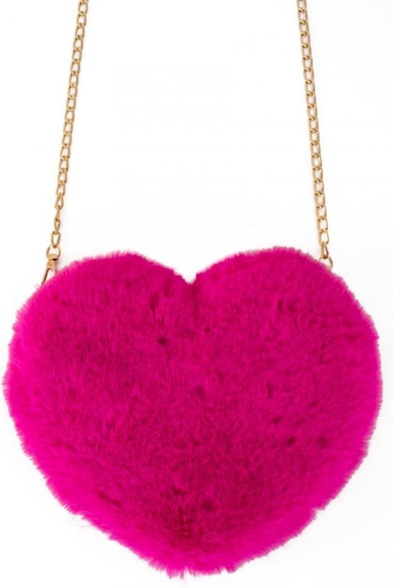 Tas pluche hart roze - handtas tasje thema feest carnaval festival liefde  valentijn... | bol