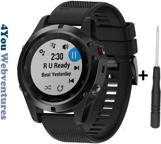 Zwart Siliconen Bandje Garmin Fenix