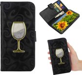 iPhone XS-MAX portemonnee hoesje  voorzien van met fijn zand gevuld wijnglas in diverse kleuren verkrijgbaar
