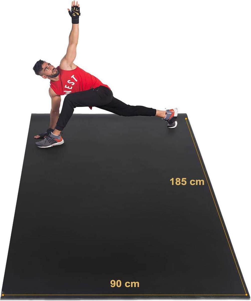 Extra grote Fitnessmat - grote yoga mat - 185 cm x 90 cm x 1,5 cm - Zwart |  bol.com