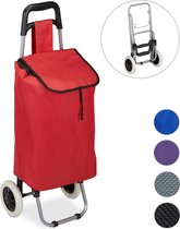 Relaxdays boodschappentrolley 25 l - boodschappenkar - boodschappenwagen - met 2 wielen - rood