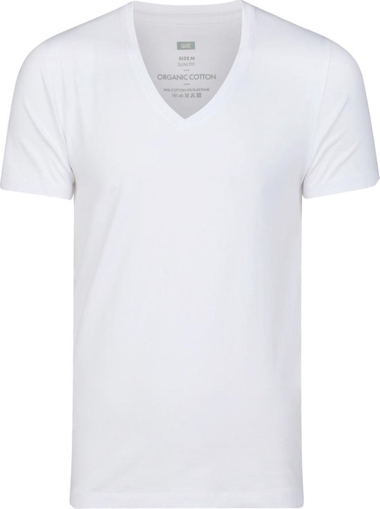WE Fashion Heren 'deep' V-neck T-shirt van biologisch katoen - Maat M