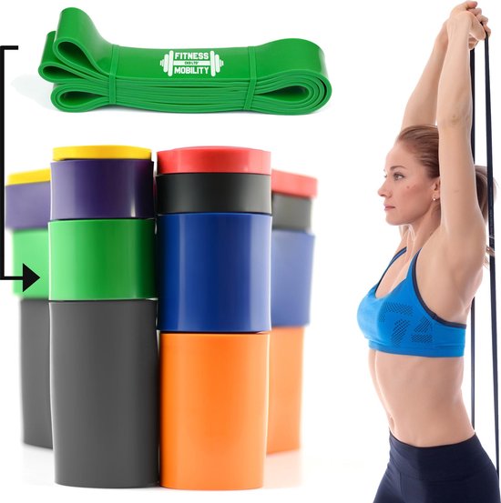 Bol Com Weerstandsband Groen Pull Ups 208cm 55kg 4 5cm Breed Fitness Elastiek