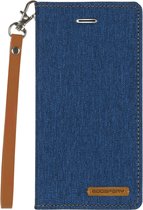 iPhone Xs Max hoes - Mercury Canvas Flip Wallet Case - Blauw