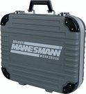 Grijze gereedschapskoffer met 'Brüder Mannesmann Werkzeuge' logo en artikelnummer 98450.