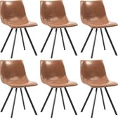 vidaXL Eetkamerstoelen 6 st kunstleer glanzend bruin