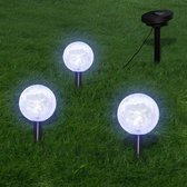 vidaXL - Padverlichting 3 Zonne-energie LED tuinlampen (bol-vormig) met grond ankers en zonnepaneel