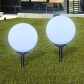 vidaXL - Padverlichting Buitenshuise tuinpad zonne-energie lampen (balvormige) LED 30cm(2 stuks inc. ankers)
