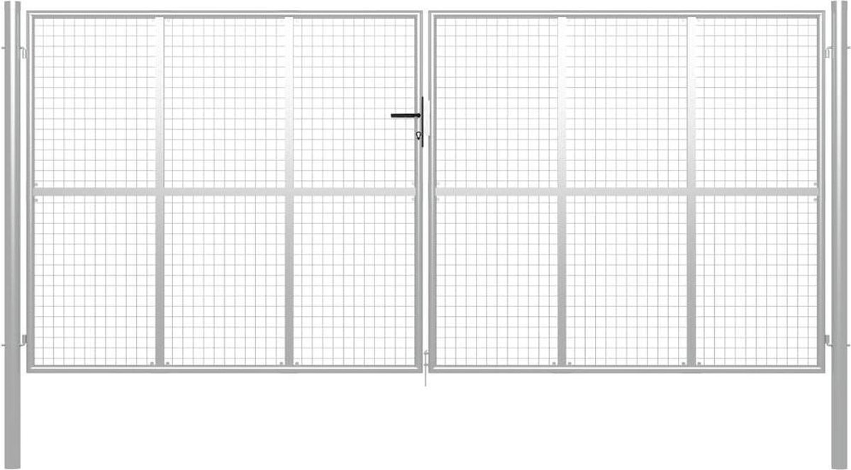 vidaXL - Tuinpoort - gegalvaniseerd - staal - 400x200 - cm - zilver