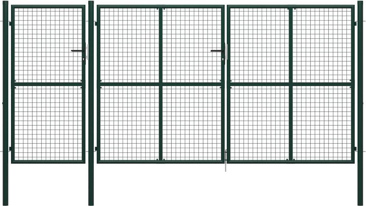 vidaXL - Tuinpoort - staal - 400x150 - cm - groen