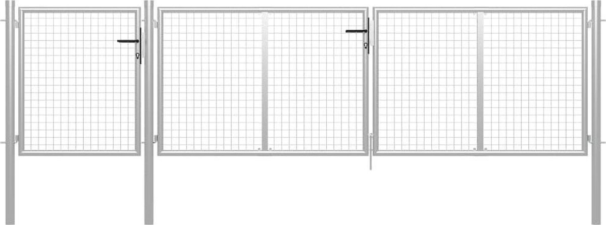 vidaXL - Tuinpoort - staal - 400x100 - cm - zilver