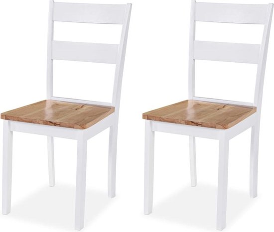 Chaises de salle à manger bois d'hévéa blanc 2 pcs