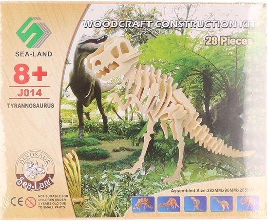 Bouwpakket dinosaurus Tyrannosaurus Rex hout - 3D T-Rex dino bouwspeelgoed