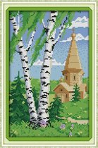 Artstudioclub®  borduurpakketten volwassenen Cypress spring scenery 20 × 31cm