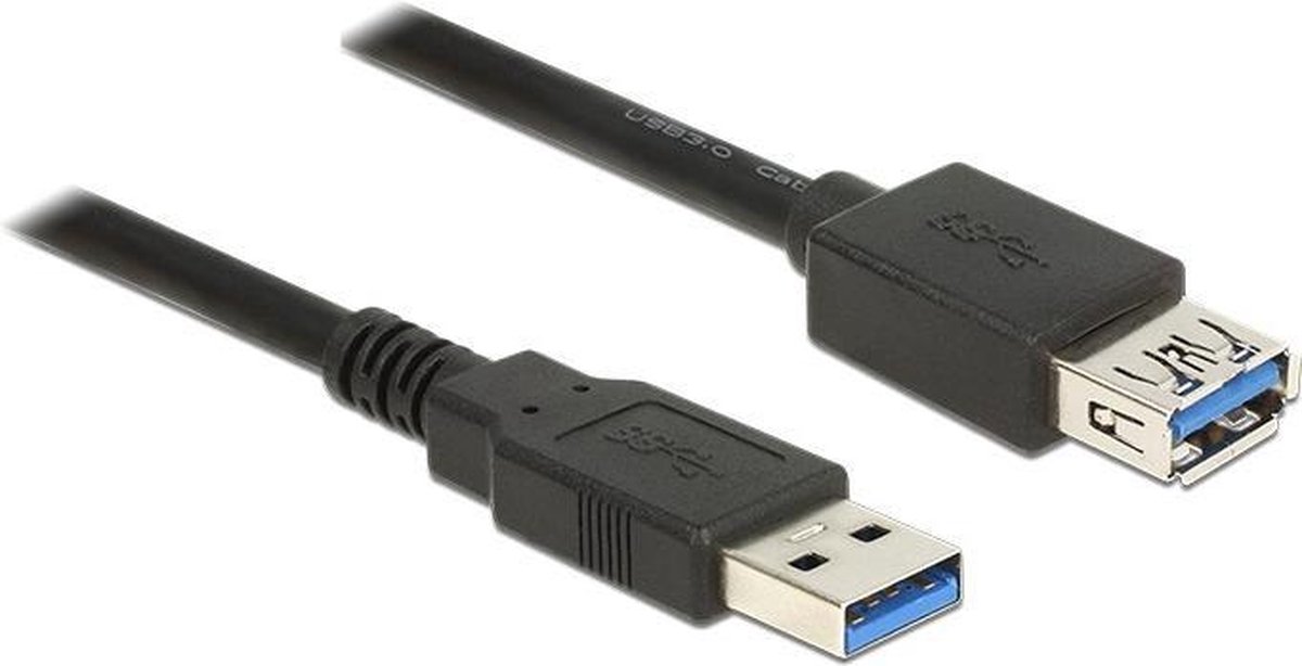 Image of USB naar USB verlengkabel - USB3.0 - tot 2A / zwart - 0,50 meter