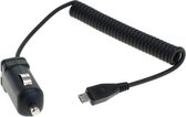 USB Micro B autolader met vaste spiraalkabel - 1A / zwart - 1 meter