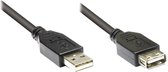 USB-A naar USB-A verlengkabel - USB2.0 - tot 3A / zwart - 1 meter