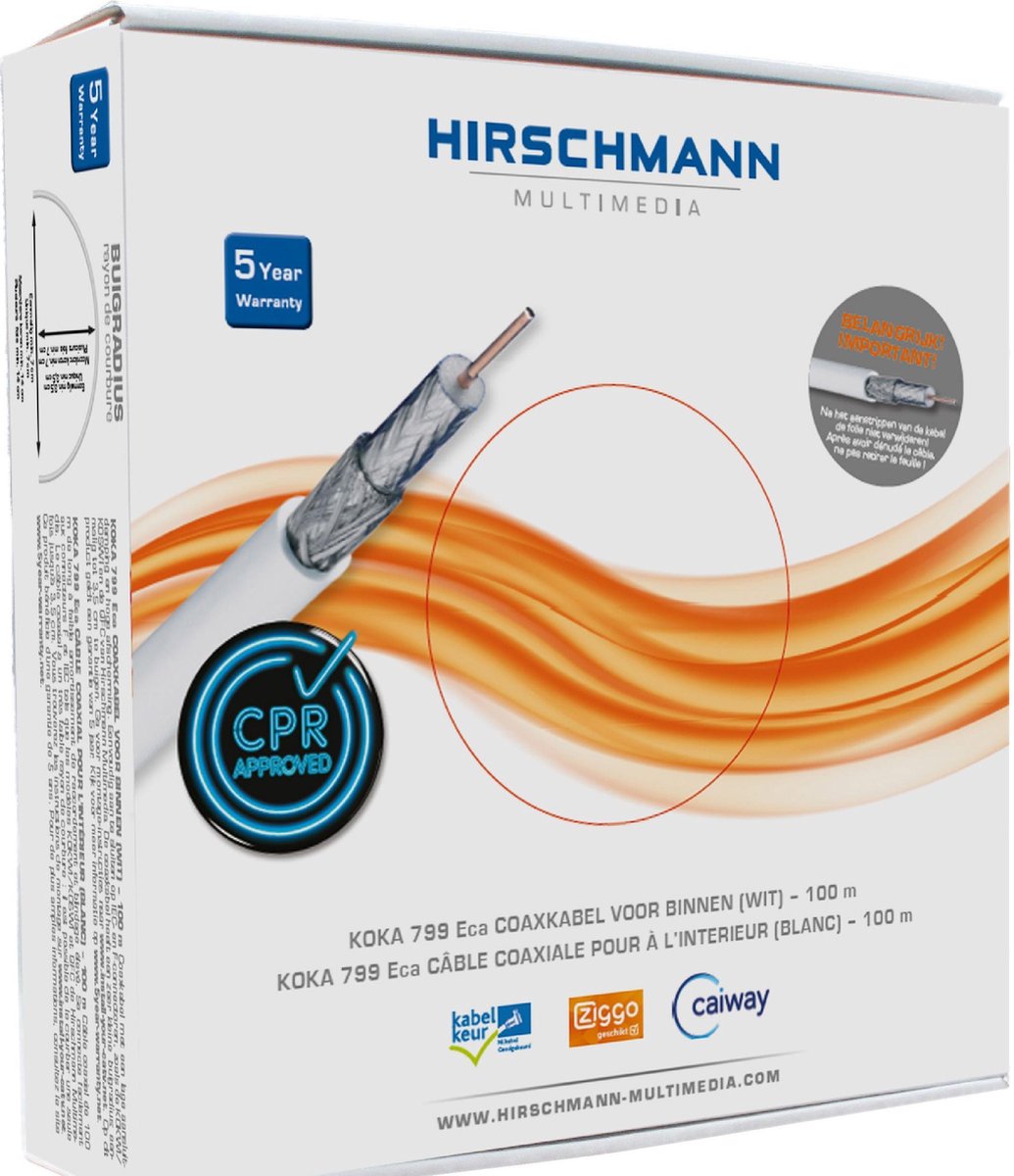 Coax kabel Koka 9 TS Hirschmann voor radio en TV per meter