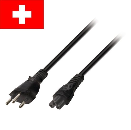 Valueline Zwitserland stroomkabel met C5 plug - zwart - 5 meter