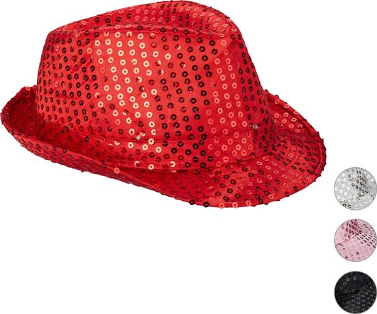Relaxdays pailetten hoed - feesthoed glitter - partyhoed LED - fedora hoed  - glitters... | bol.com