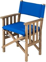 Regisseursstoel II Teak Premium met Kobalt Blauwe kussenset (Geolied)