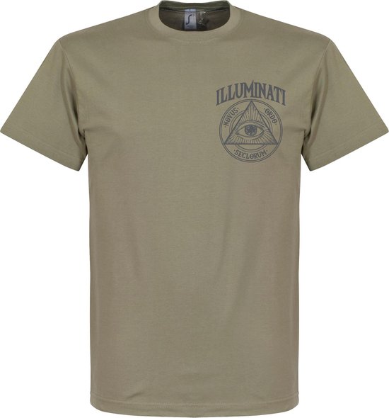 Illuminati Pocket Print T-Shirt - Khaki - XL