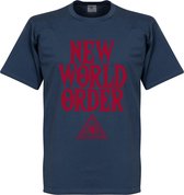 New World Order T-Shirt - Jeans Blauw - XL