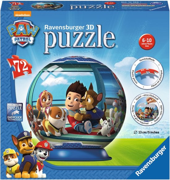 Fokken Geneigd zijn spons Ravensburger PAW Patrol Puzzleball - 3D Puzzel - 72 stukjes | bol.com