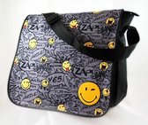 KInder schoudertas - laptop-tas - Smiley World - Zwart/Grijs - Smiley - 30 x 34 x 9,5 cm