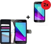 Samsung Galaxy Xcover 4 /4s hoesje - Bookcase hoesje Zwart Portemonnee Case + 2X Screenprotector