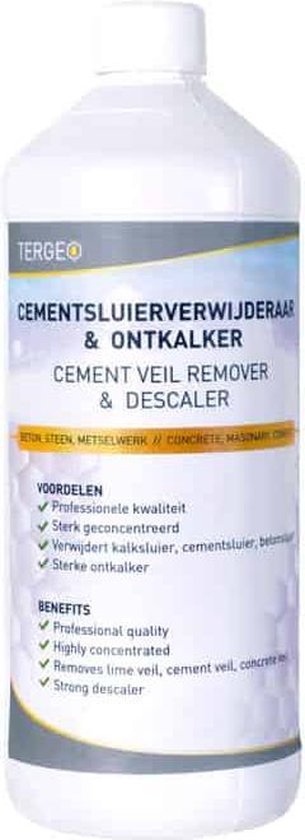 Tergeo Cementsluierverwijderaar en Ontkalker - Ontwikkeld om cementsluiers en kalkuitslag effectief te verwijderen - 1L - Gevelreiniger - Gevelreinigen - GreenSeal Solutions