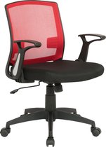 Bureaustoel - Kantoorstoel - Mobiel - Verstelbare armleuning - Microvezel - Rood/zwart - 62x52x97 cm