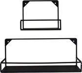 Set van 2 metalen planken-zwart-40x16/20x16-Housevitamin