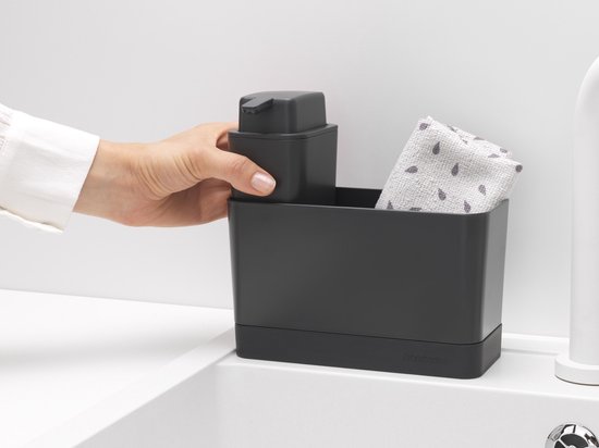 Brabantia SinkSide set pour organiseur espace évier, panier d'évier et distributeur de savon - Dark Grey