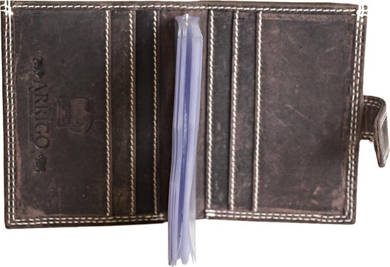 Porte-cartes de crédit en cuir - Porte-cartes en cuir - Compact avec fermeture à glissière -Vintage cuir marron foncé