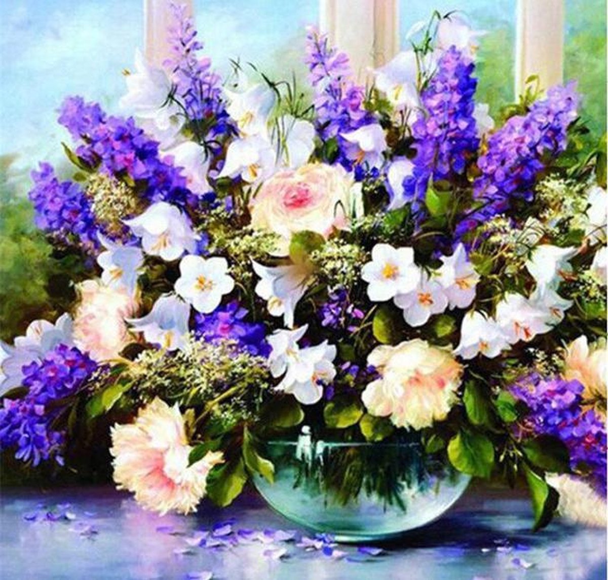 Vrouw met bloemen | Schilderen op nummer | Diamond painting