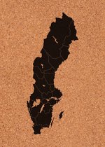 Prikbord kurk | 40x60 cm staand | Zweden kaart