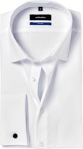 Seidensticker shaped fit overhemd - dubbele manchet met Kent kraag - wit - Strijkvrij - Boordmaat: 44