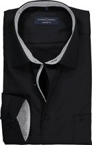 CASA MODA comfort fit overhemd - zwart (contrast) - Strijkvrij - Boordmaat: 41
