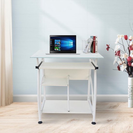Bureau laptop computertafel - ruimtebesparend - 70 cm x 50 cm - wit |  bol.com