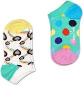 Happy Socks Kids 2-Pack Big Dot Low Sock Groen, 7-9 jaar, Maat 33/35