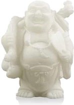 Sneeuwkwarts Beeldje Boeddha met Knapzak en Spiegel (9 cm)